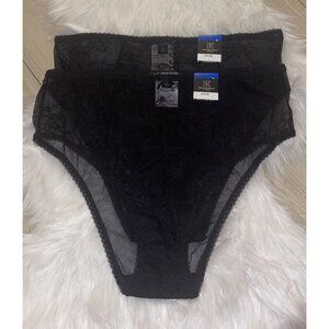 2 Pairs INC International Concepts Floral Lace Sheer Panties Womens XL Black